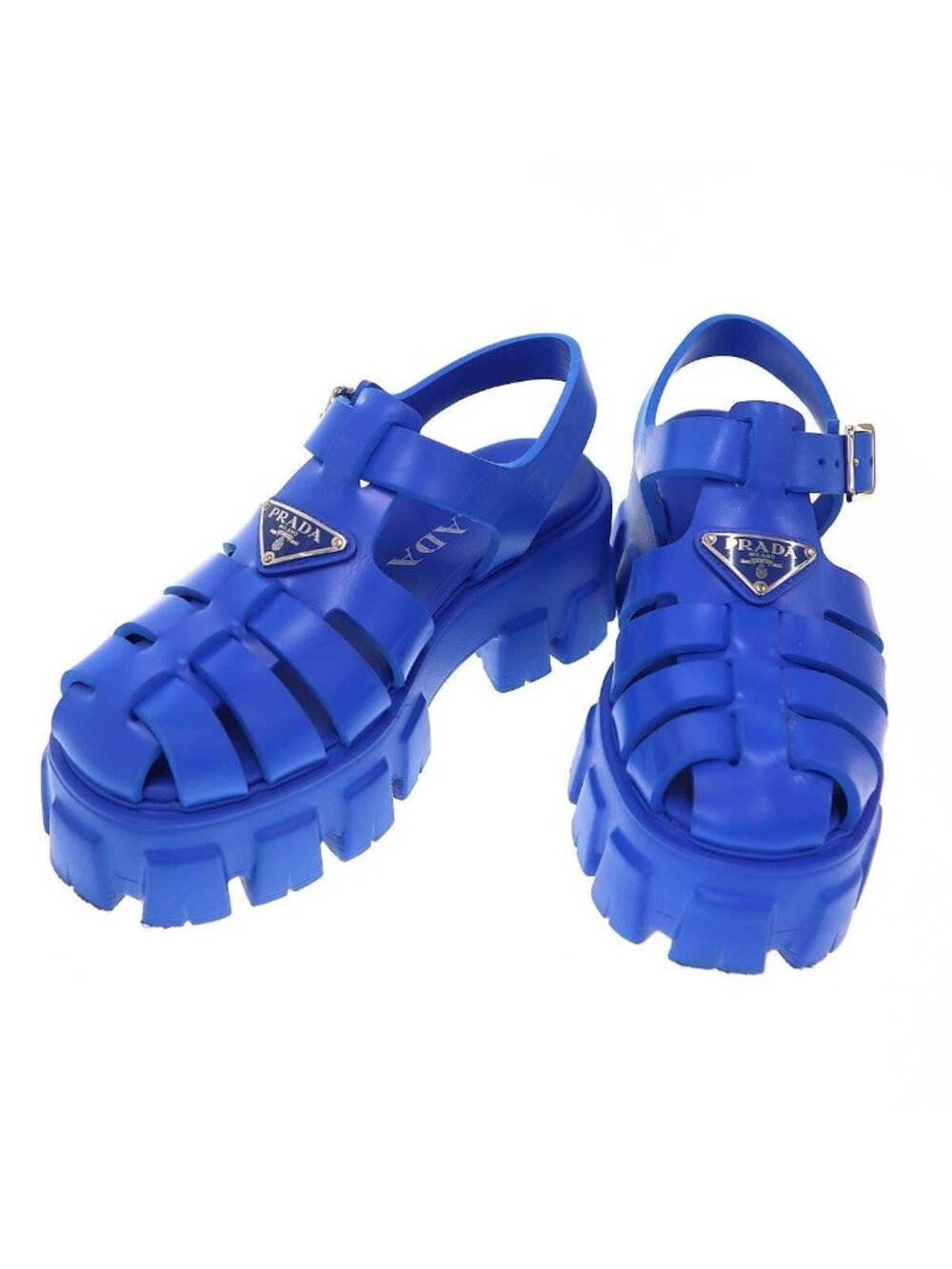 Prada Monolith Foam Rubber Sandals Blue